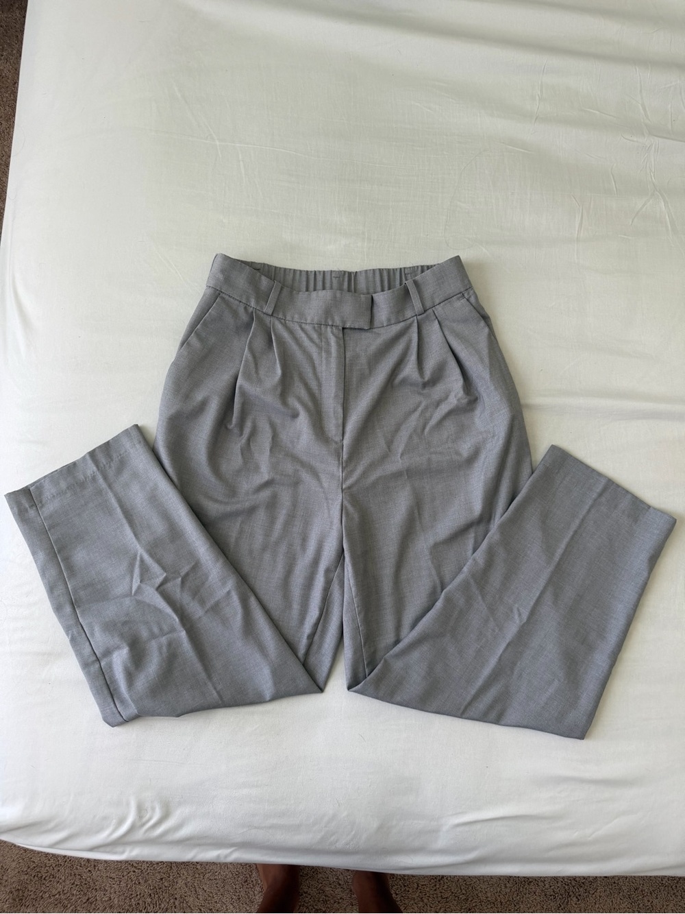 H&M Classic High-Waist Straight Leg Dress Pants - Light Gray